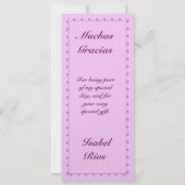 CUSTOM Quinceanera Dank u wel roze rozen Kaart (Achterkant)