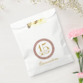 Custom Quinceanera Roos Gold Glitter Treat Bedankzakje (Gezegeld)