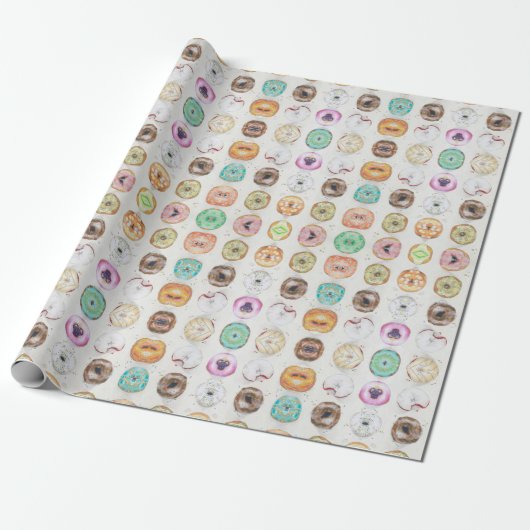 Custom Quirky Donut Illustratiepatroon Cadeaupapier (Uitgerold)