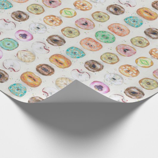 Custom Quirky Donut Illustratiepatroon Cadeaupapier (Hoek)