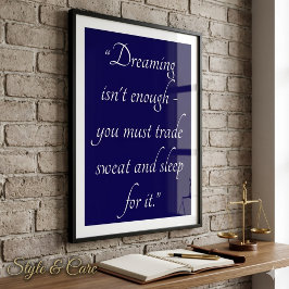 Custom Quote Art Decorative Dark Blue Poster