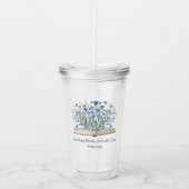 Custom Quote Blue Flowers Grow From Book Acryl Drinkbeker (Voorkant)