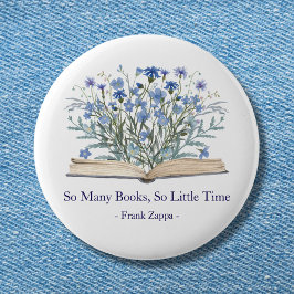 Custom Quote Blue Wildflowers Grow From Book Ronde Button 5,7 Cm