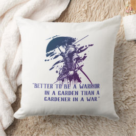 Custom Quote Japanese Samurai Blue Ink Art Pillow Kussen