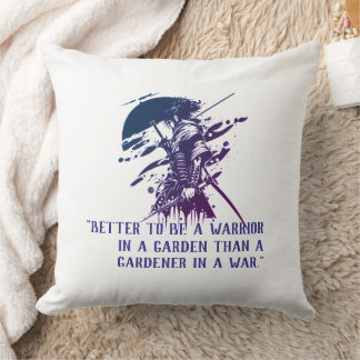 Custom Quote Japanese Samurai Blue Ink Art Pillow Kussen