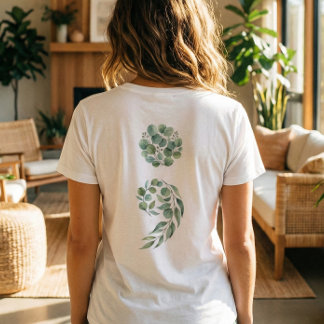 Custom Quote Sage Green Semicolon Nature Healing  T-shirt