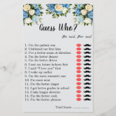 Custom "Raad eens wie?" Game Sheet voor koppels (Voorkant)