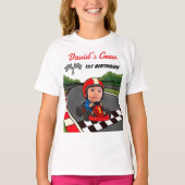 Custom Race Car Driver's Crew 1st Birthday  T-shirt (Voorkant)