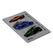 Custom Race Car Sinaasappel Blauw en Groen Notitieboek (Rechterzijde)