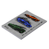 Custom Race Car Sinaasappel Blauw en Groen Notitieboek (Linkerzijde)