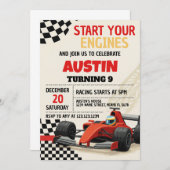 Custom Racing Party Uitnodiging voor kinderen (Voorkant / Achterkant)