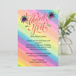 Custom Rainbow Floral Small Business Client Bedankkaart