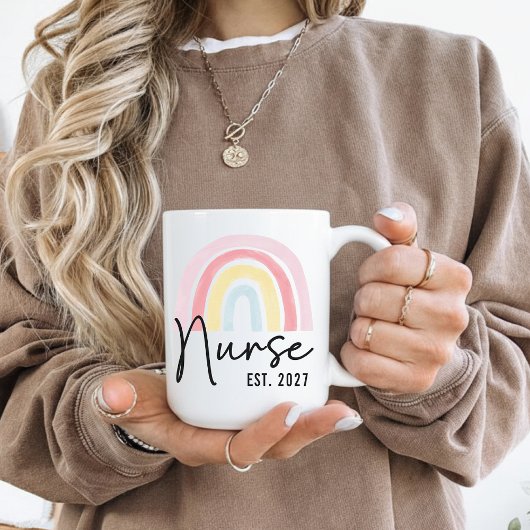 Custom Rainbow Nurse Graduation Mug Gift for Her Koffiemok