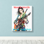 Custom Rainbow Warrior Girl Gitarist Art Geïnspire Canvas Afdruk (Insitu (Houten vloer))