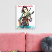 Custom Rainbow Warrior Girl Gitarist Art Geïnspire Canvas Afdruk (Insitu (Woonkamer))