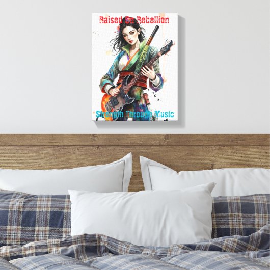 Custom Rainbow Warrior Girl Gitarist Art Geïnspire Canvas Afdruk (Insitu (Slaapkamer))