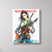 Custom Rainbow Warrior Girl Gitarist Art Geïnspire Canvas Afdruk (Voorkant)