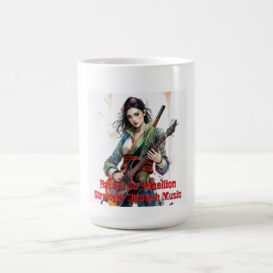 Custom Rainbow Warrior Girl Gitarist Art Geïnspire Koffiemok