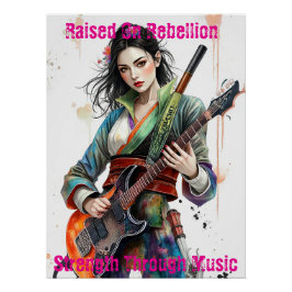 Custom Rainbow Warrior Girl Gitarist Art Geïnspire Perfect Poster