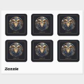Custom Ram Zodiac Symbol Cosmic Black Gold Aries Vierkante Sticker (Vel)