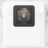 Custom Ram Zodiac Symbol Cosmic Black Gold Aries Vierkante Sticker (Tas)