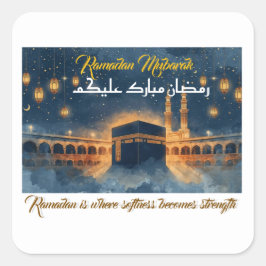 Custom Ramadan Mubarak Card – Personalized Arabic  Vierkante Sticker