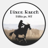 Custom Ranch Cowboy Horse Big Sky Ronde Sticker (Voorkant)