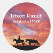 Custom Ranch Cowboy Horse Western Sky Ronde Sticker (Voorkant)