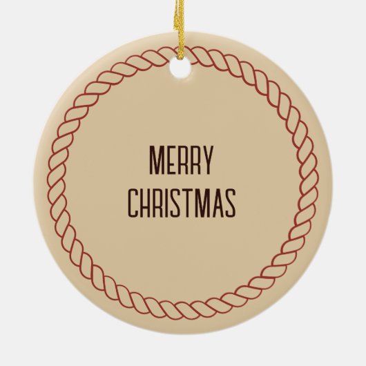 Custom Ranch Cowboy laarzen en Pet met touw Keramisch Ornament (Achterkant)