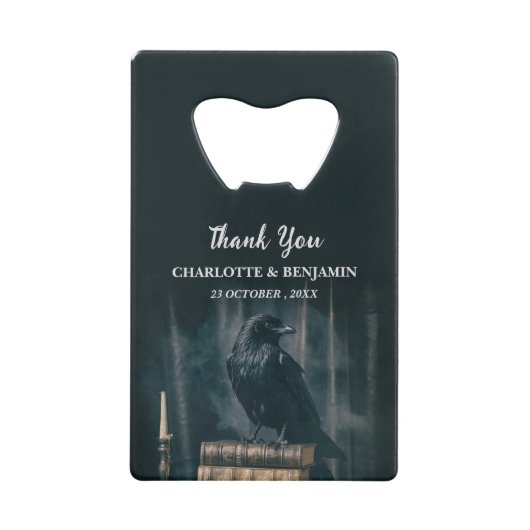 Custom Raven Halloween bruiloft gunst Creditkaart Flessenopener (Voorkant)