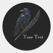 Custom Raven on Quill Sticker (Voorkant)