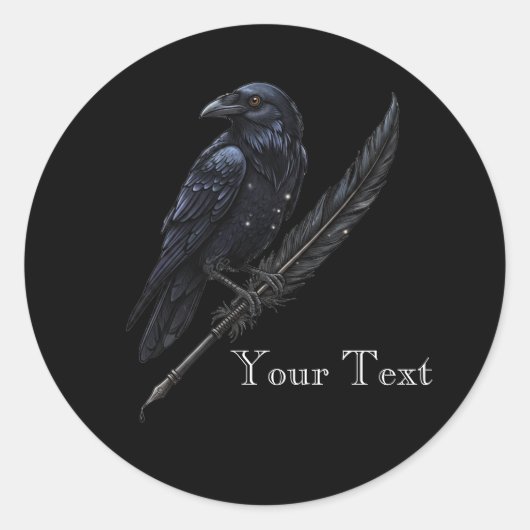 Custom Raven on Quill Sticker (Voorkant)