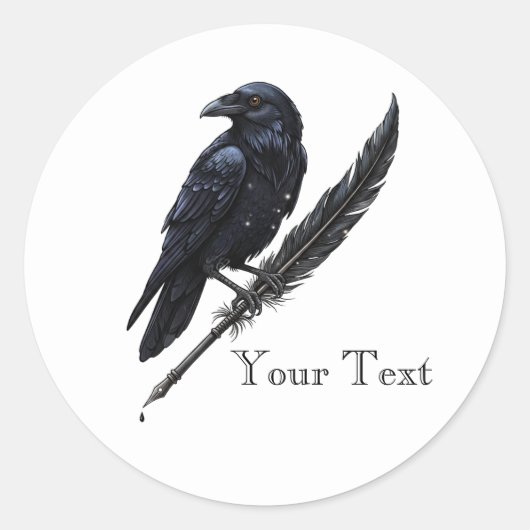 Custom Raven on Quill Sticker (Voorkant)