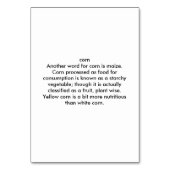 Custom Reading Flashcards voor maïs Kaart (Achterkant)