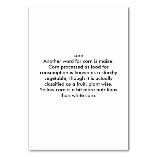 Custom Reading Flashcards voor maïs Kaart (Achterkant)