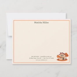 Custom Real Estate Autumn House Note Card Notitiekaartje