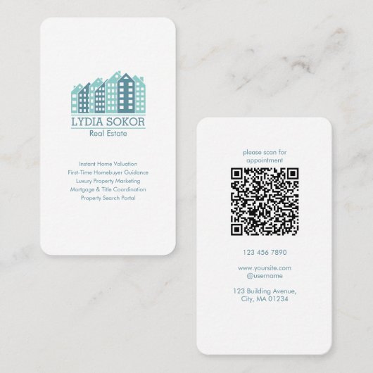 Custom Real Estate Business Card with QR Code Visitekaartje (Voorkant / Achterkant)