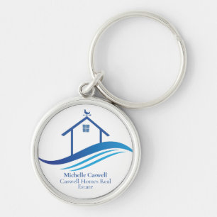 Custom Real Estate Company Blue Home Modern Logo Sleutelhanger