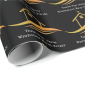Custom Real Estate Company Chic Black Gold Realtor Cadeaupapier (Rol Hoek)