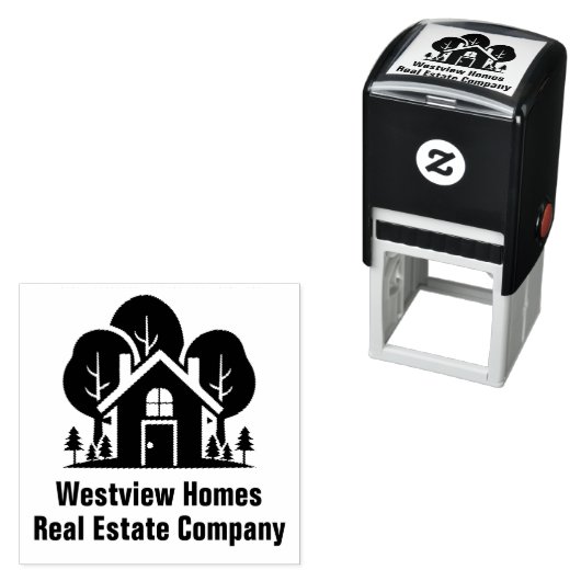 Custom Real Estate Company Forest House Zelfinktende Stempel (In situ)