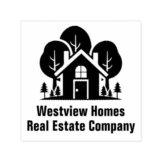 Custom Real Estate Company Forest House Zelfinktende Stempel (Design)
