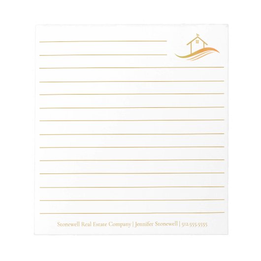 Custom Real Estate Company Gold House Realtor Notitieblok (Voorkant)