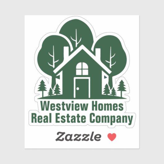 Custom Real Estate Company Green House Laptop Sticker (Vel)