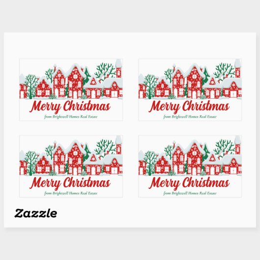 Custom Real Estate Company Merry Christmas Gift Rechthoekige Sticker (Vel)