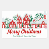 Custom Real Estate Company Merry Christmas Gift Rechthoekige Sticker (Voorkant)