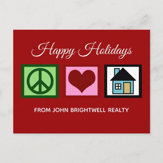 Custom Real Estate Company Prettige feestdagen Red (Voorkant)
