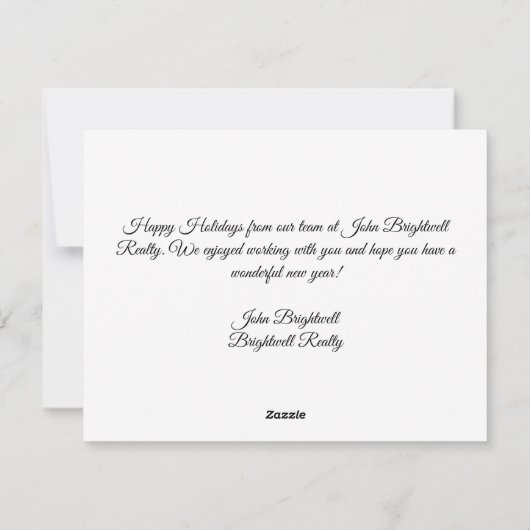 Custom Real Estate Company Prettige feestdagen Red Feestdagenkaart (Achterkant)