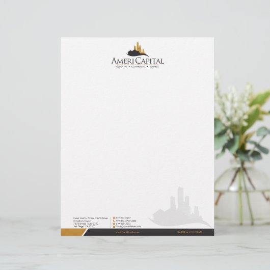 CUSTOM Real Estate Letterhead V2 Herzien Briefhoofd Ontwerp (Staand voorkant)