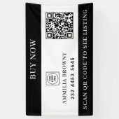 Custom Real Estate QR | For Sale Black White  Spandoek (Verticaal)