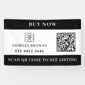 Custom Real Estate QR | For Sale Black White  Spandoek (Horizontaal)